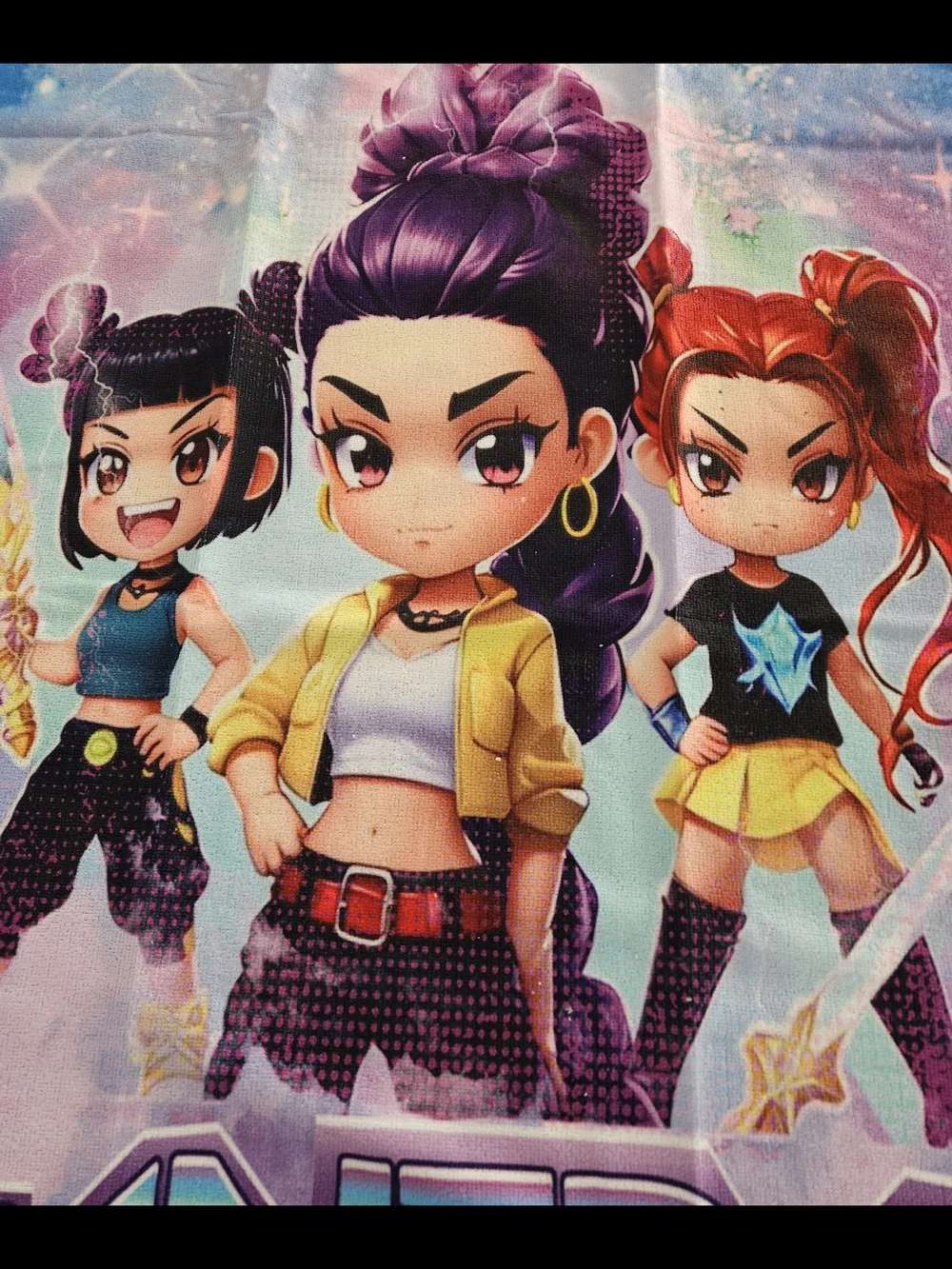 Girls Purple K-POP Demon Hunters Huntrix Rumi Mira Zoey Bath Towel